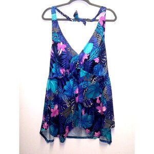 Swimsuits For All Sz 26 Swimsuit Black Purple Floral HAWAIIAN One piece swimdres